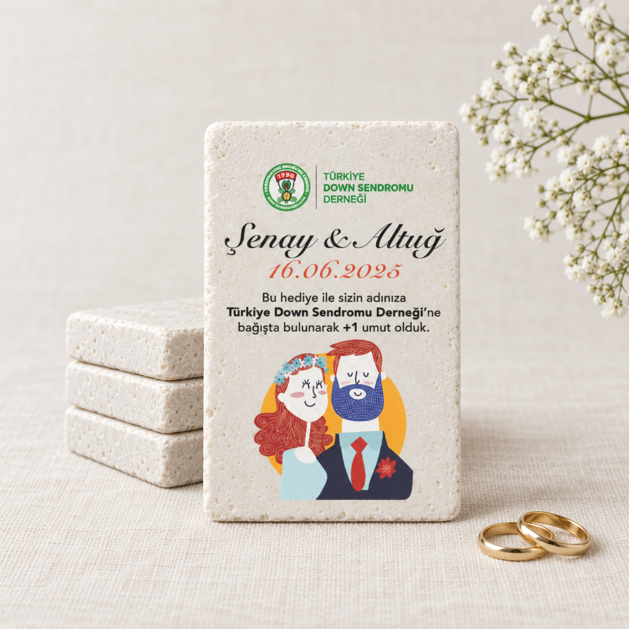 Doğal Taş Buzdolabı Magneti – Düğün ve Nikah Hediyeliği (T1)