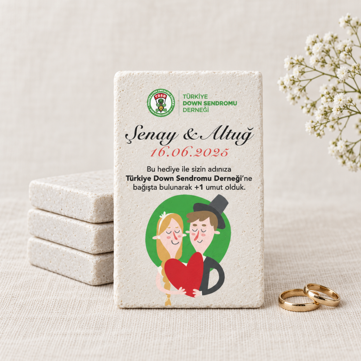 Doğal Taş Buzdolabı Magneti – Düğün ve Nikah Hediyeliği (T2)
