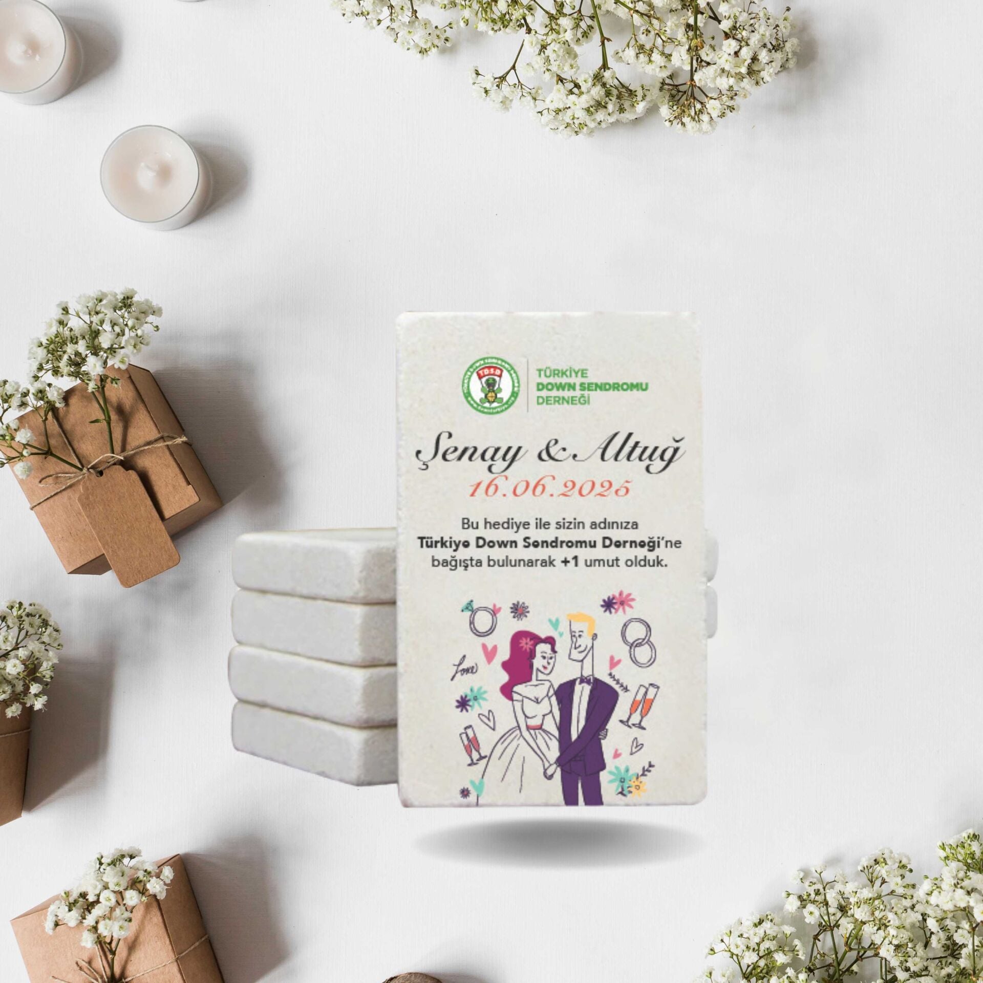 Doğal Taş Buzdolabı Magneti – Düğün ve Nikah Hediyeliği (T4)