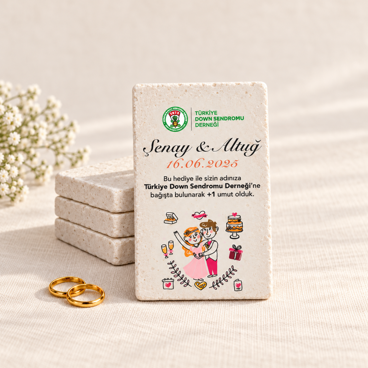 Doğal Taş Buzdolabı Magneti – Düğün ve Nikah Hediyeliği (T6)
