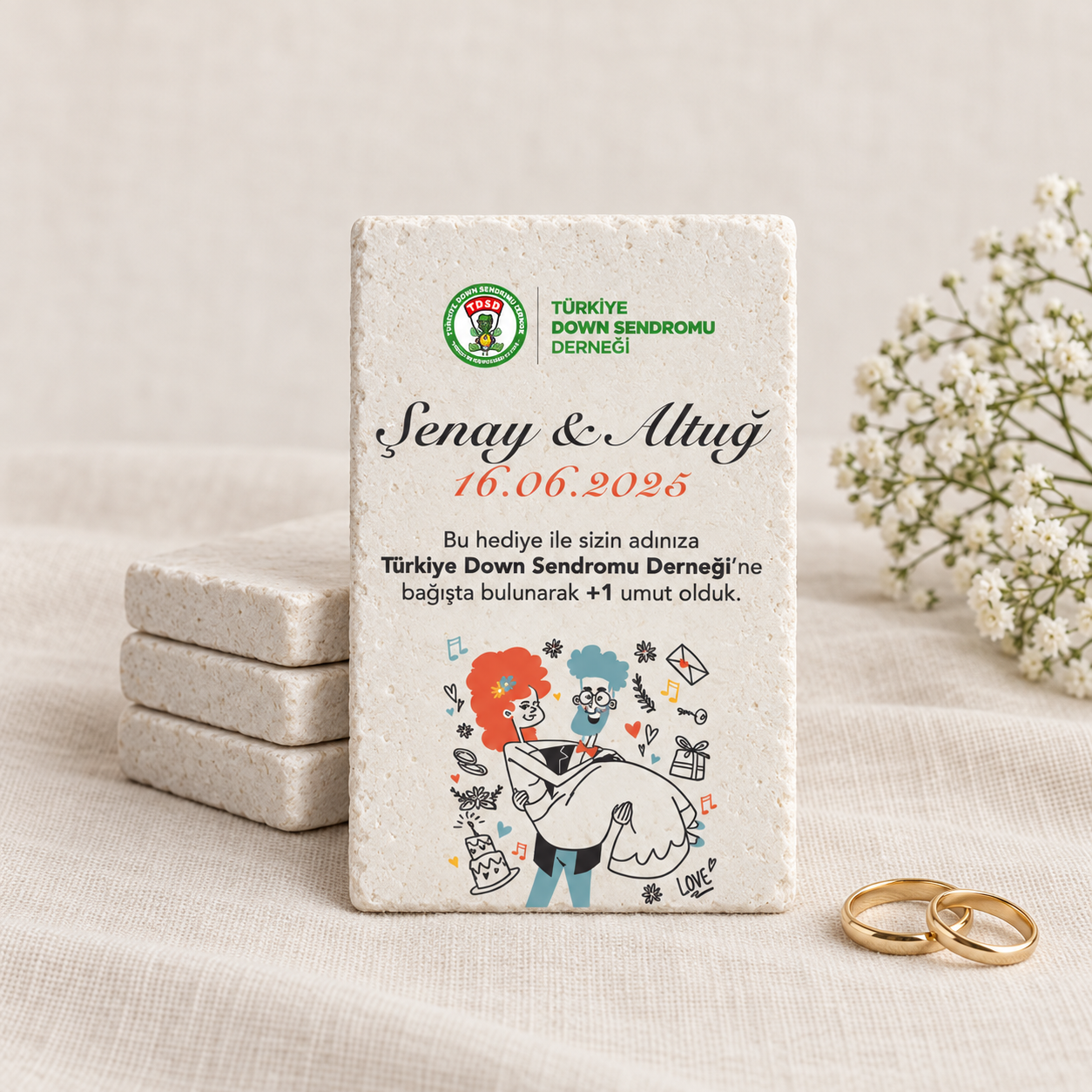 Doğal Taş Buzdolabı Magneti – Düğün ve Nikah Hediyeliği (T3)