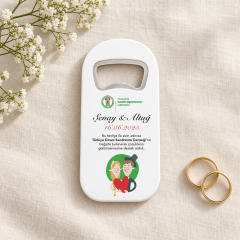 Dikey Şişe Açacaklı Buzdolabı Magneti – Nikah Hediyeliği (DK2)