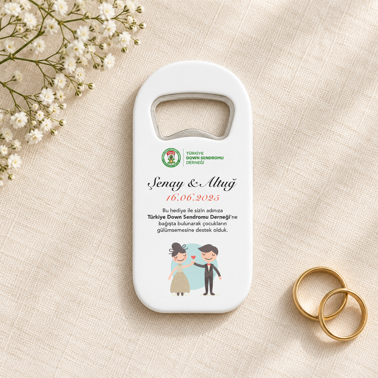 Dikey Şişe Açacaklı Buzdolabı Magneti – Nikah Hediyeliği (DK5)
