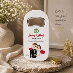 Dikey Şişe Açacaklı Buzdolabı Magneti – Nikah Hediyeliği (DK8)