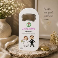Dikey Şişe Açacaklı Buzdolabı Magneti – Nikah Hediyeliği (DK10)